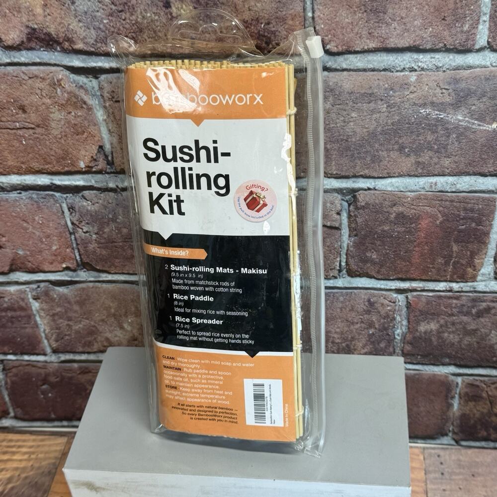 Bambooworx Sushi‎ Rolling Kit NIP Makusi Mats Rice Paddle Spreader Utensils